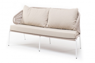 MR1001612 диван 2-местный плетеный из роупа, каркас алюминий светло-серый шагрень, роуп оранжевый